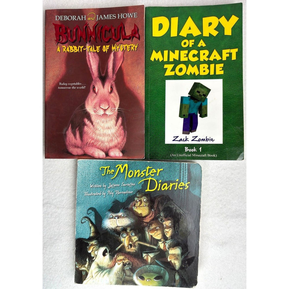 Kids Book Lot 3 Bunnicula Diary Minecraft Zombie Monster Diaries Spooky